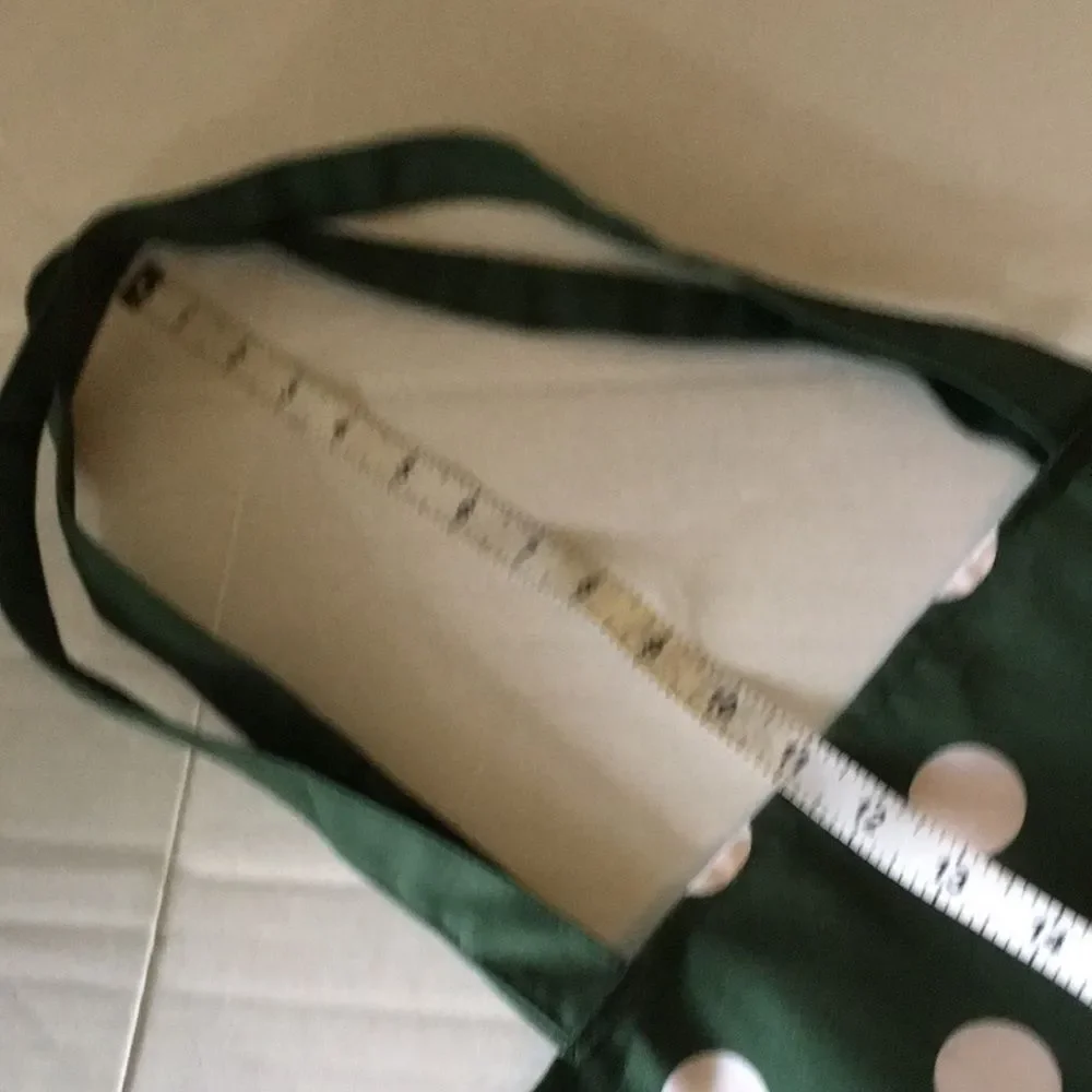 Kate Spade Large Beach Shop Toy Reusable Tote Bag Green White Polka Dot
